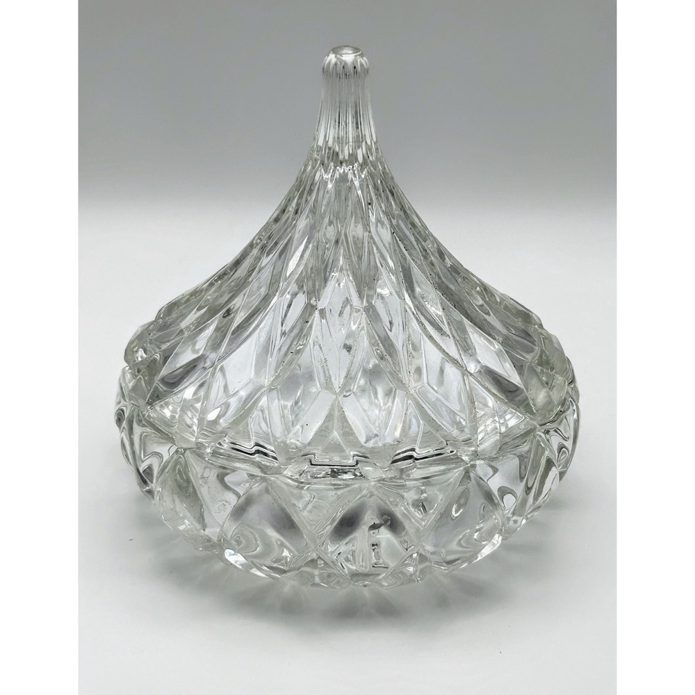 Godinger Hershey‎ Kiss Cut Crystal Glass Covered Lidded Candy Nut Trinket Dish